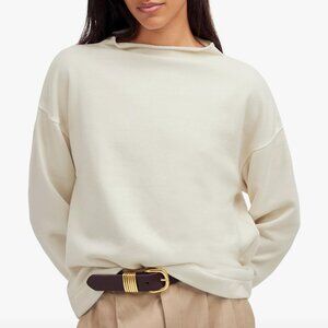 Madewell Sweatshirt Long-Sleeve Funnel-Neck Parchment Relaxed Size XS‎